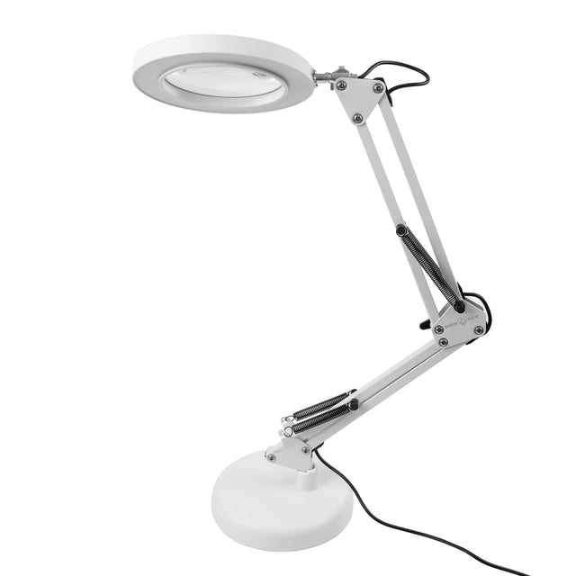LED bordlampe med 5x forstørrelse - Fleksibel montering og Justerbart lysstyrke. USB - Seniorpleje - Bordlampe - Beijing Golden Eagel - BEIJ - 05 - Hvid -