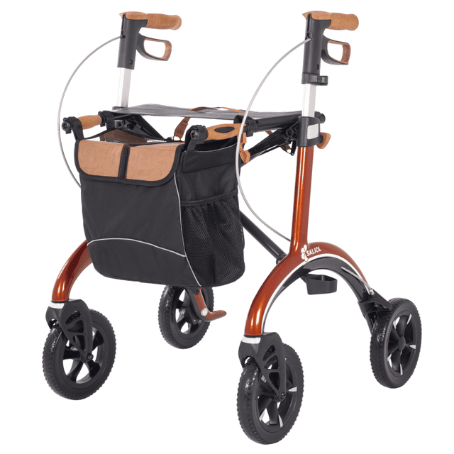 SALJOL "Luksus” kulfiber rollator - unikt tysk design og ultra letvægtsrollator. Kun 5,8 kg - Seniorpleje - Udendørs rollatorer - Saljol - Kobber Rød (62 cm) -