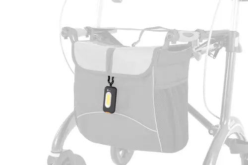 Sort LED - Lampe til SALJOL Rollator – Kraftigt lys. Bliv set i mørket! - Seniorpleje - tilbehør til rollator - Saljol - SAJ - 4058789013090 -