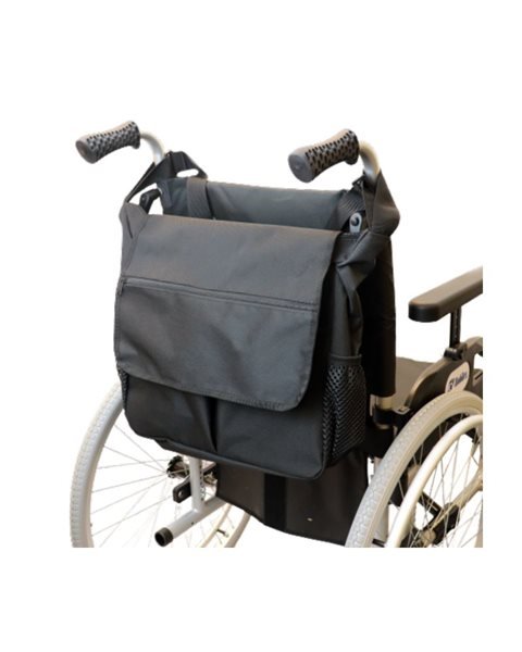 Sort kørestolstaske 35x31x12 cm - Praktisk og klassisk skuldertaske til din kørestol - Seniorpleje - Kørestolstaske - Mobilex - MBX-279052 - - -
