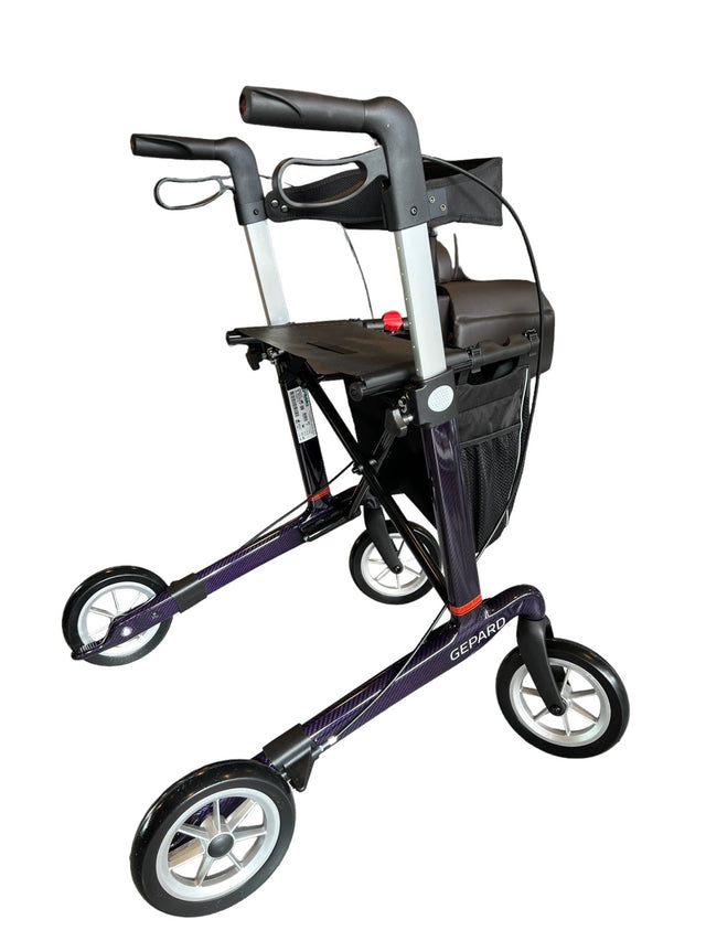 Ultra let kulfiber rollator - Smuk dyb LILLA. Kun 5,5 kg. Sammenklappelig & transportabel - Seniorpleje - Udendørs rollator - Mobilex - MBX-312408 - Large/ 62 cm -Dyb lilla -