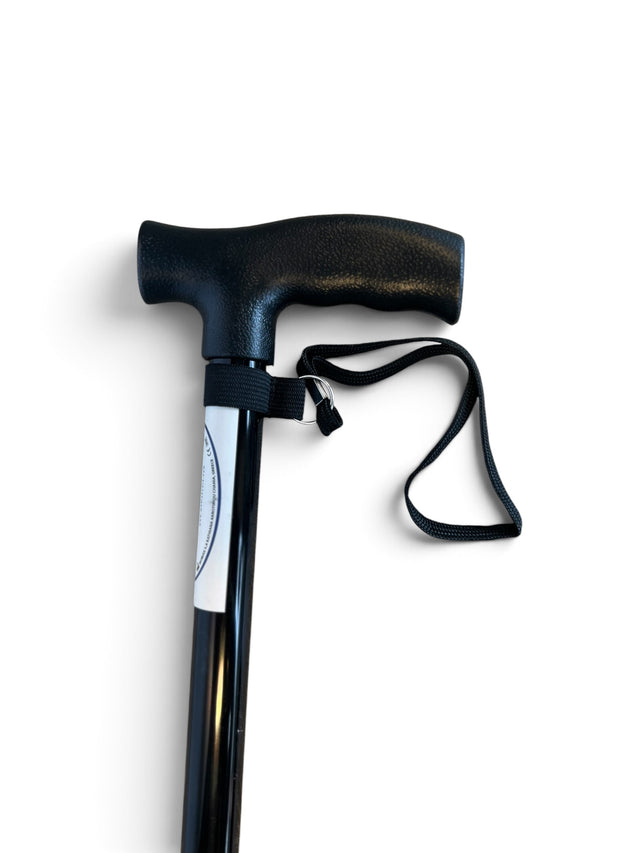 Höjdjusterbar käpp i svart aluminium, 73–93 cm