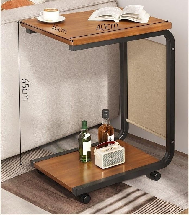 BUTLER side table with wheels – bedside table and laptop table in walnut look