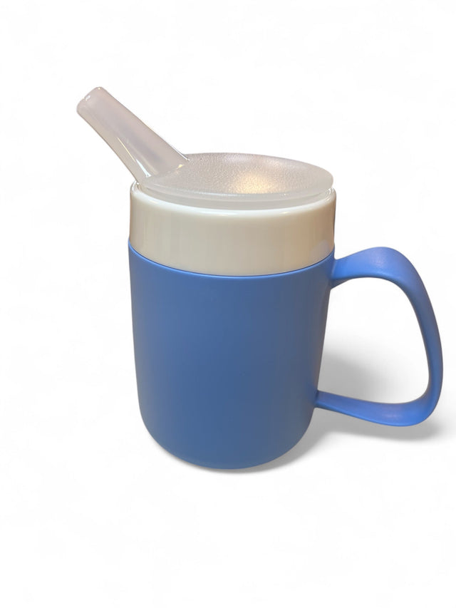 Ergonomisk drikkekop – 180 ml, Slidstærk & sikker til varme drikke - Seniorpleje - Drikkekop med tud - Seniorpleje - SPLORN - 13 - Himmelblå - 