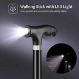 FOLDBAR LED - STOK – Elegant og praktisk sort gangstok med LED - lys. Højdejusterbar. - Seniorpleje - Foldbar stok - Seniorpleje - OOC - 01 - 