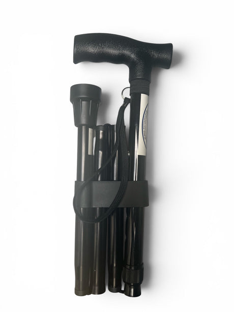 Foldbar sort stok – let, justerbar og skridsikker vandrestok. 83 - 93 cm - Seniorpleje - Stokke - MOBIAK - MOK-0809256 -  - 