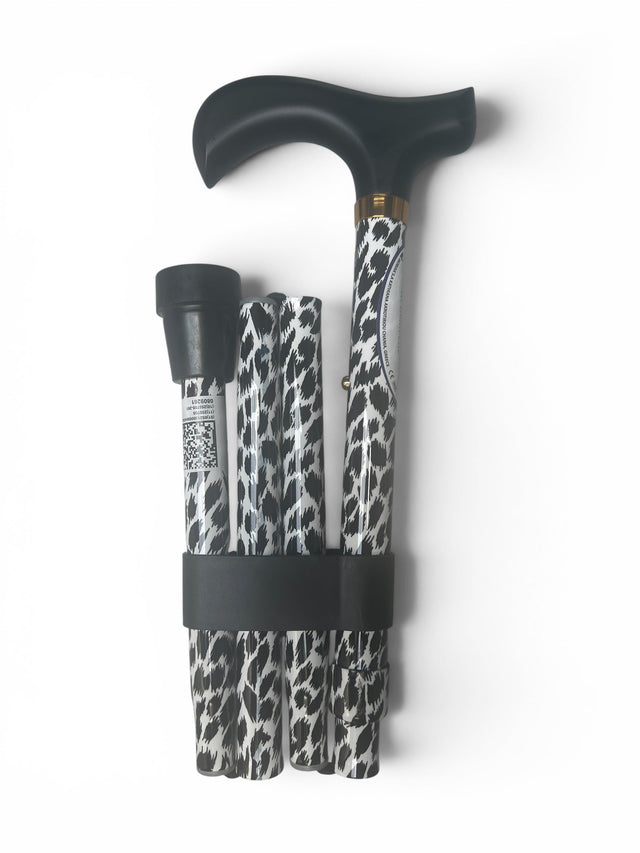 Foldbar zebra stok – Let, justerbar og skridsikker vandrestok i aluminium - Seniorpleje - Stokke - MOBIAK - MOK-0809261 -  - 