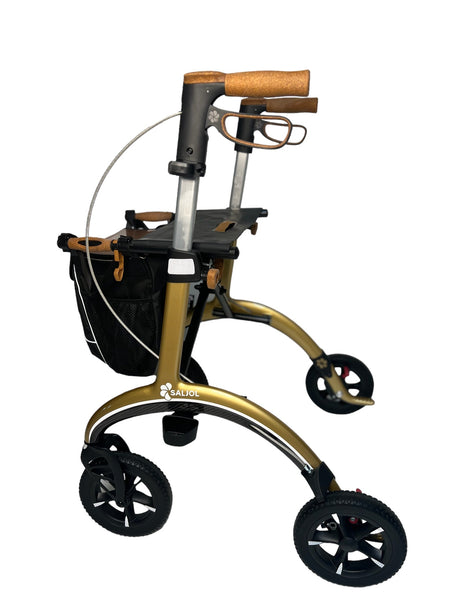 Luksus” kulfiber rollator -unikt tysk design og ultra letvægtsrollator. Kun 5,8 kg - Seniorpleje - Udendørs rollatorer - Saljol - SAJ-4058789014738 - Guld - -