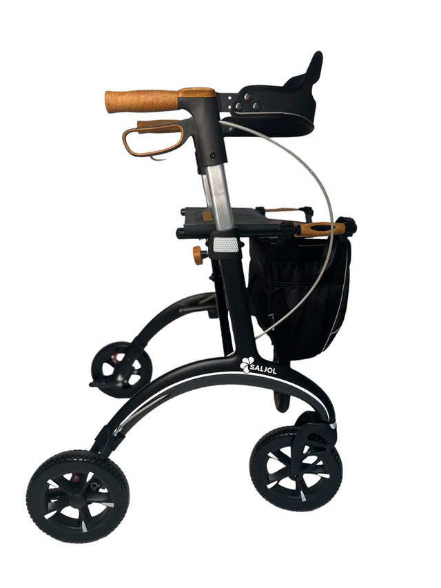 Luksus” kulfiber rollator -unikt tysk design og ultra letvægtsrollator. Kun 5,8 kg - Seniorpleje - Udendørs rollatorer - Saljol - - Sort - -
