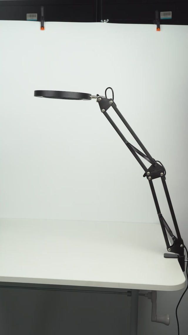 LED Table Lamp with 5x Magnification - Flexible Mounting and Adjustable Brightness. USB