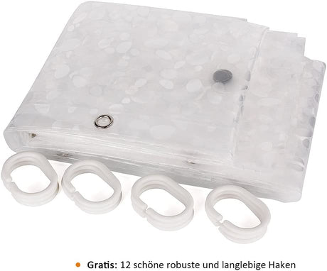 Antibakterielt badeforhæng med smukt ZEN-mønster - 183 x 200 cm. Neutral farve - Seniorpleje - Badeforhæng - Seniorpleje - SPL-WELT02 - - -