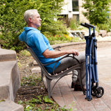"FOLDY" - Super solidt, ultra let & foldbart gangstativ. Sikker kontrolleret stå-funktion - Seniorpleje - Gåstøtte - Rehastage - RST-4300-CB - - -