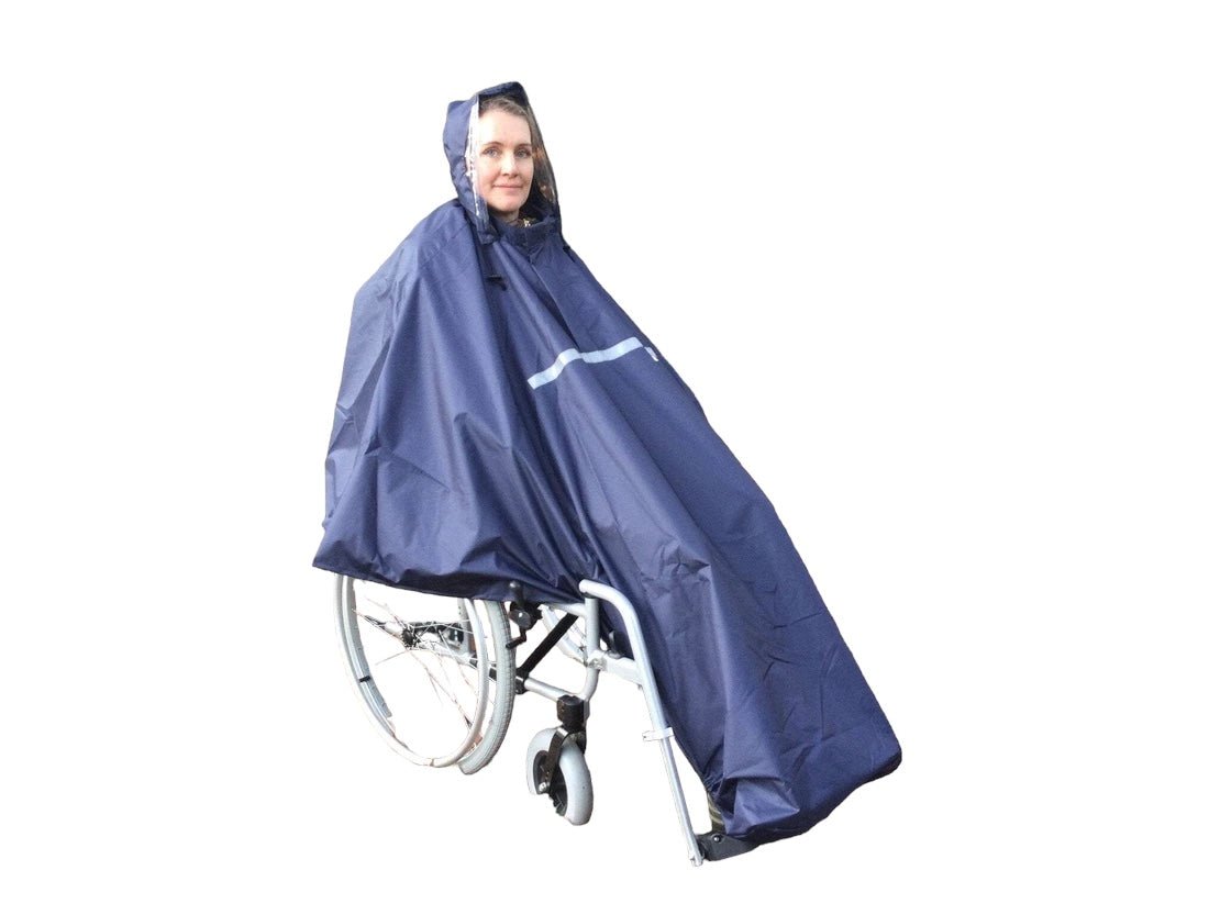 Poncho/regnslag til kørestolsbruger (standard) - fås i 4 farver - Seniorpleje - Beklædning - Orgaterm - OGT-207603 - SMALL/MEDIUM/SIZE 3 -Navy/mørkeblå -