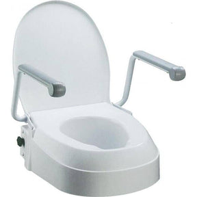 Toiletforhøjer - kan højdejusteres i 3 højder, klapbare armlæn. Smart og klassisk. - Seniorpleje - Toiletforhøjere - Mobilex - MBX-301703 - - -