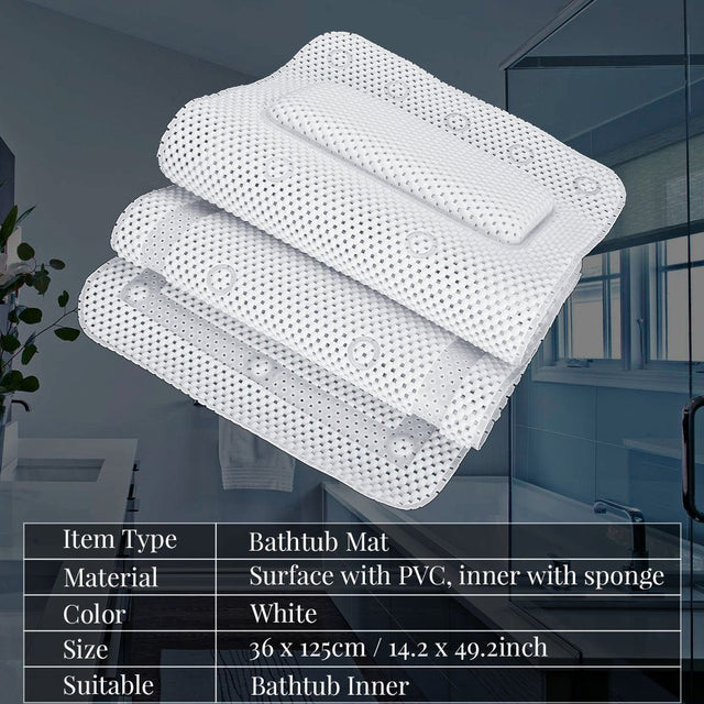 XL Antiskrid bademåtte til badekar - Både til ryg, nakke & siddefunktion. 36 x 125 x 1 cm - Seniorpleje - bademåtte - Seniorpleje - SPL-FILF01 - - -