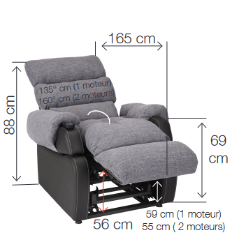 "XXL COCOON" Læne/hvilestol. Sædebredde 65 cm. Beriatrisk. Hæve/sænke funktion - Seniorpleje - seniorstol - Seniorpleje - INNO-XXLTAUPE/LysbrunPU-3 - Grå tekstil - sort kant/ramme (PU) - -